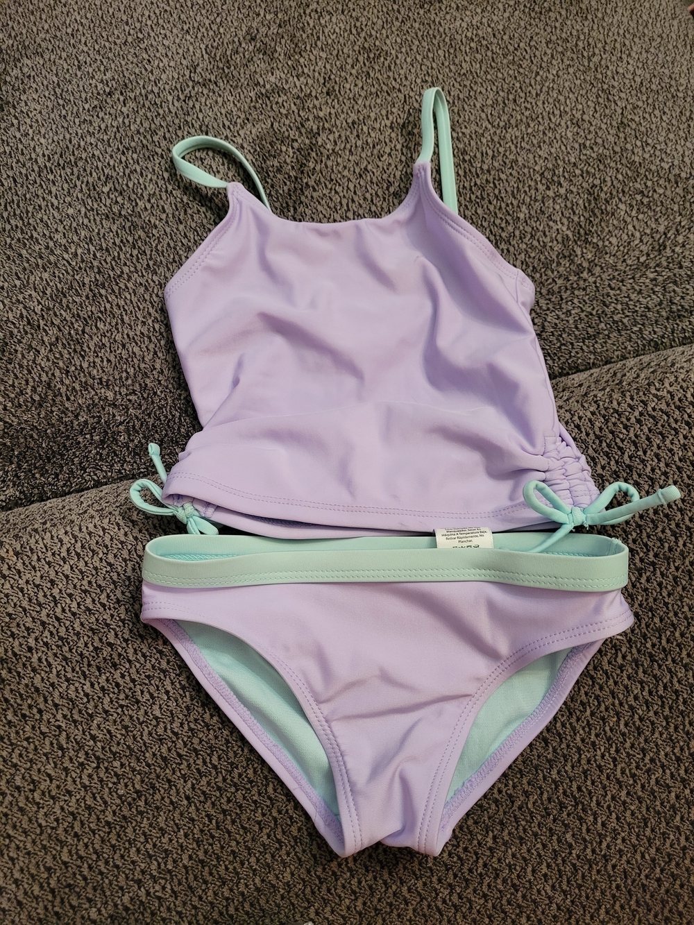 wonder nation Lavender Tankini Set with Mint Trim